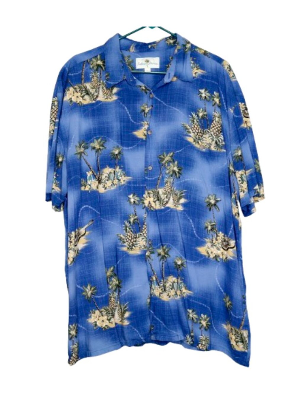 Island Shores Blue Tropical Print Short Sleeve Casual Hawaiian Shirt - XXL